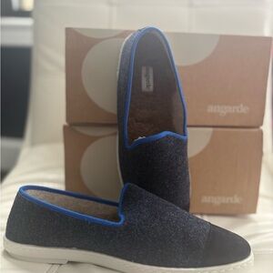 Men's Blue and Black Slip-On Shoes